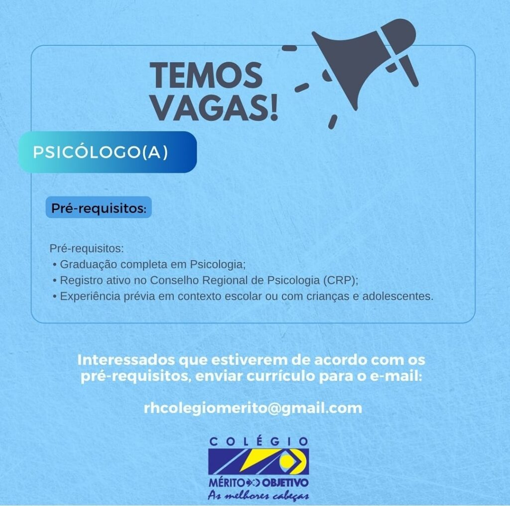 Vaga para Psicólogo(a)