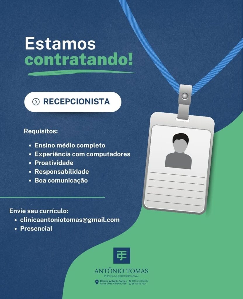Vaga para Recepcionista