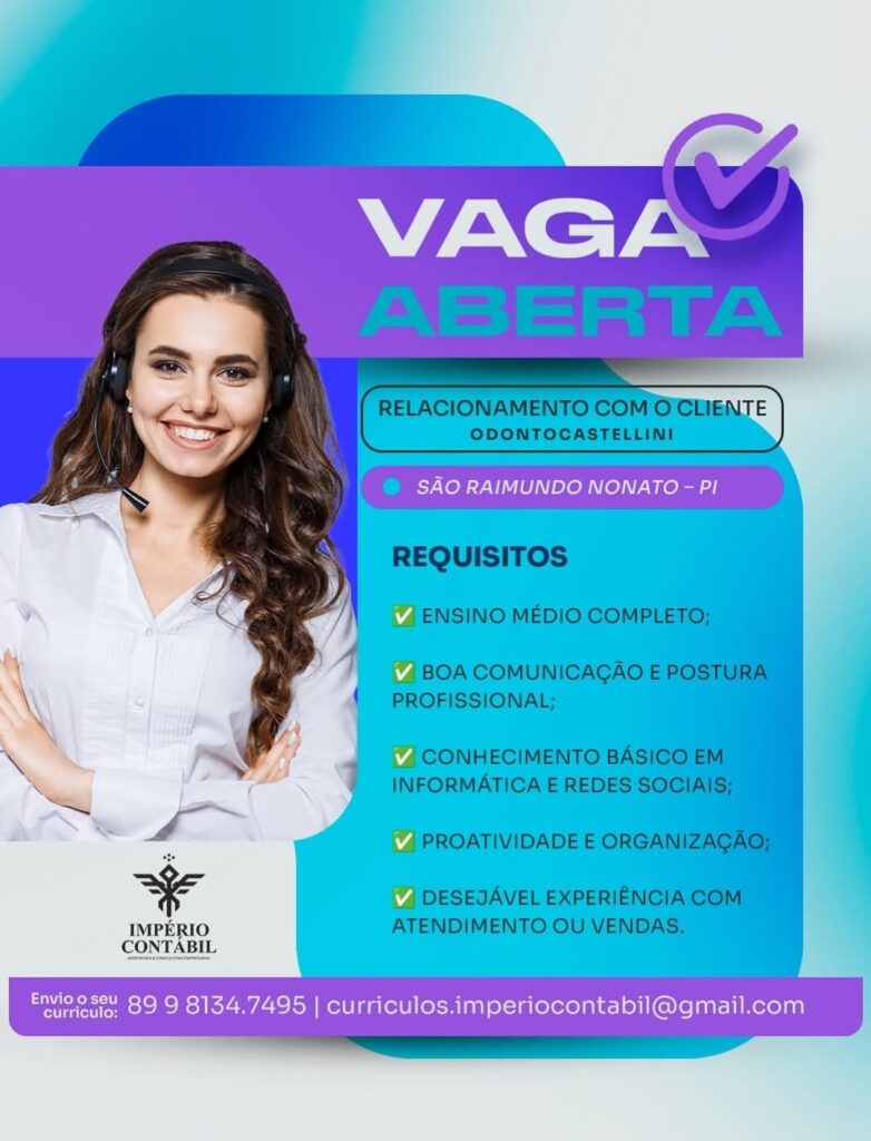 Vaga para Relacionamento com o Cliente em São Raimundo Nonato
