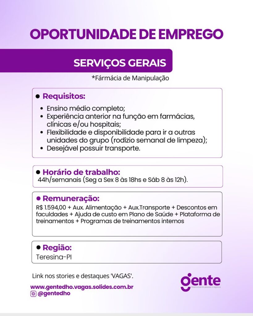 Vaga para Serviços Gerais