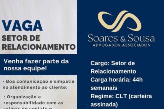 Vaga para Setor de Relacionamento