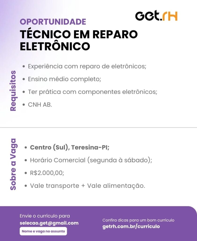 Vaga para Técnico em Reparo Eletrônico