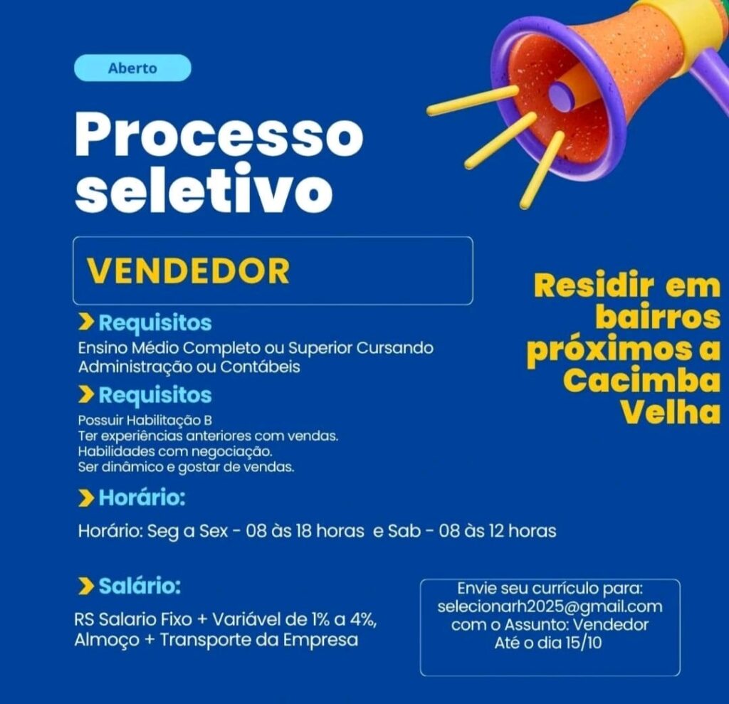 Vaga para Vendedor