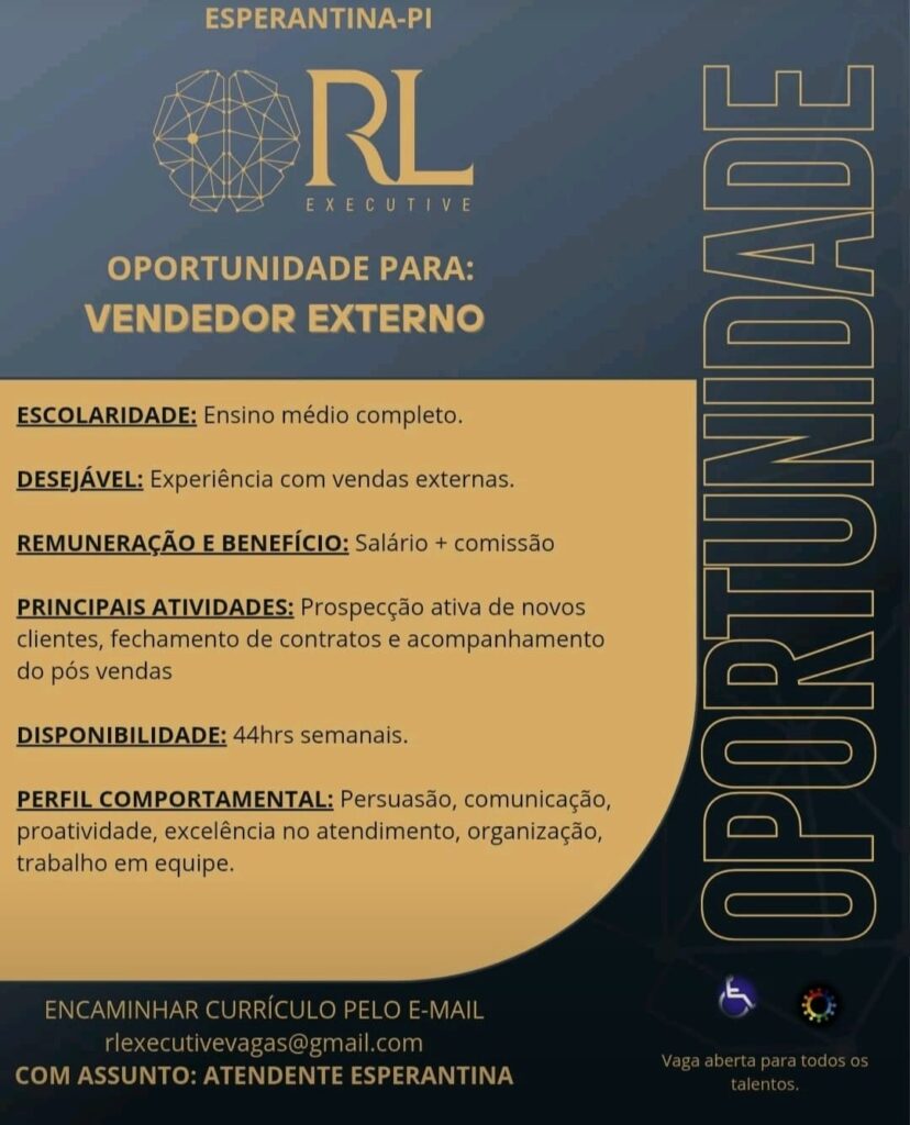 Vaga para Vendedor Externo em Esperantina