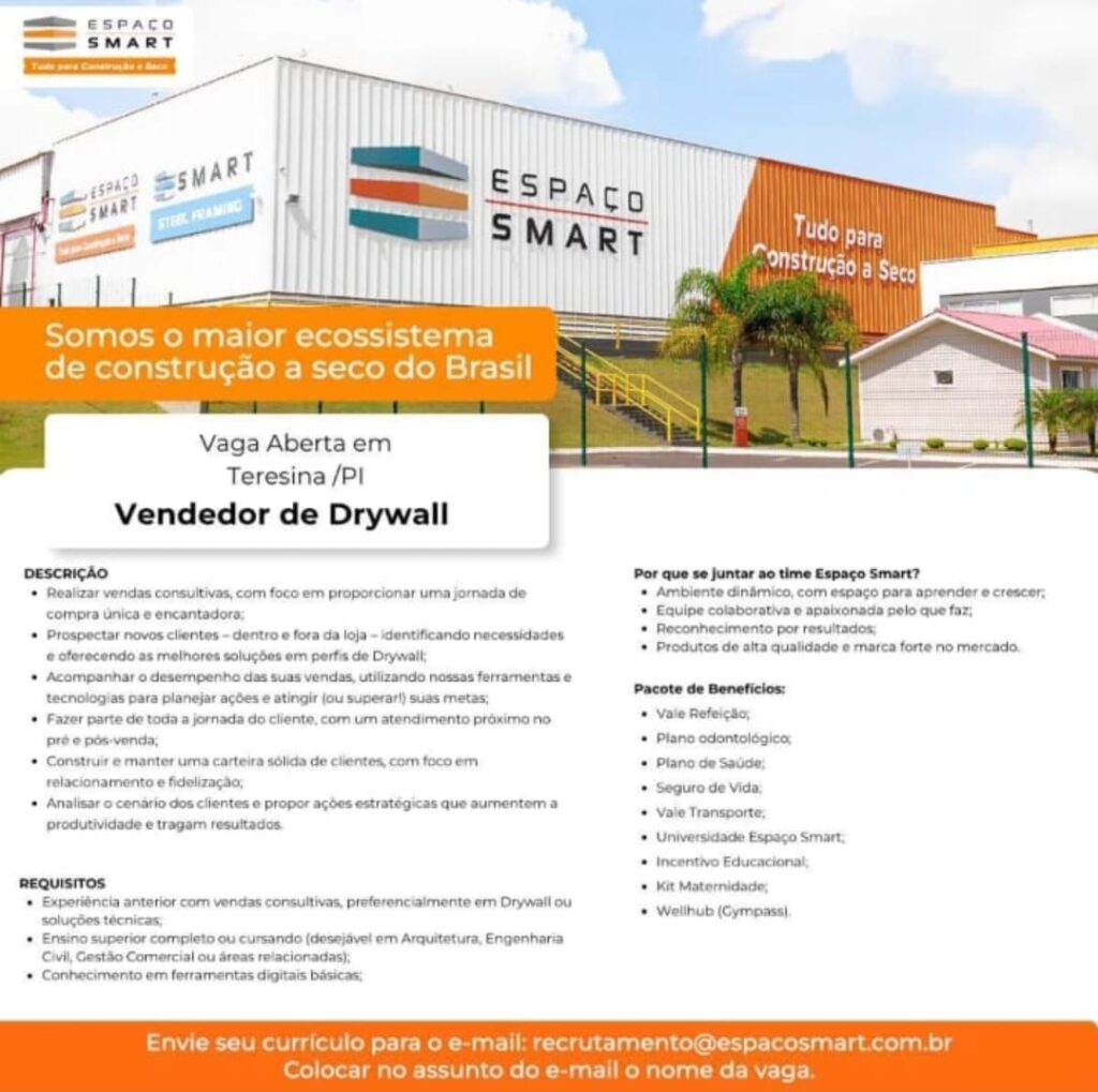 Vaga para Vendedor de Drywall