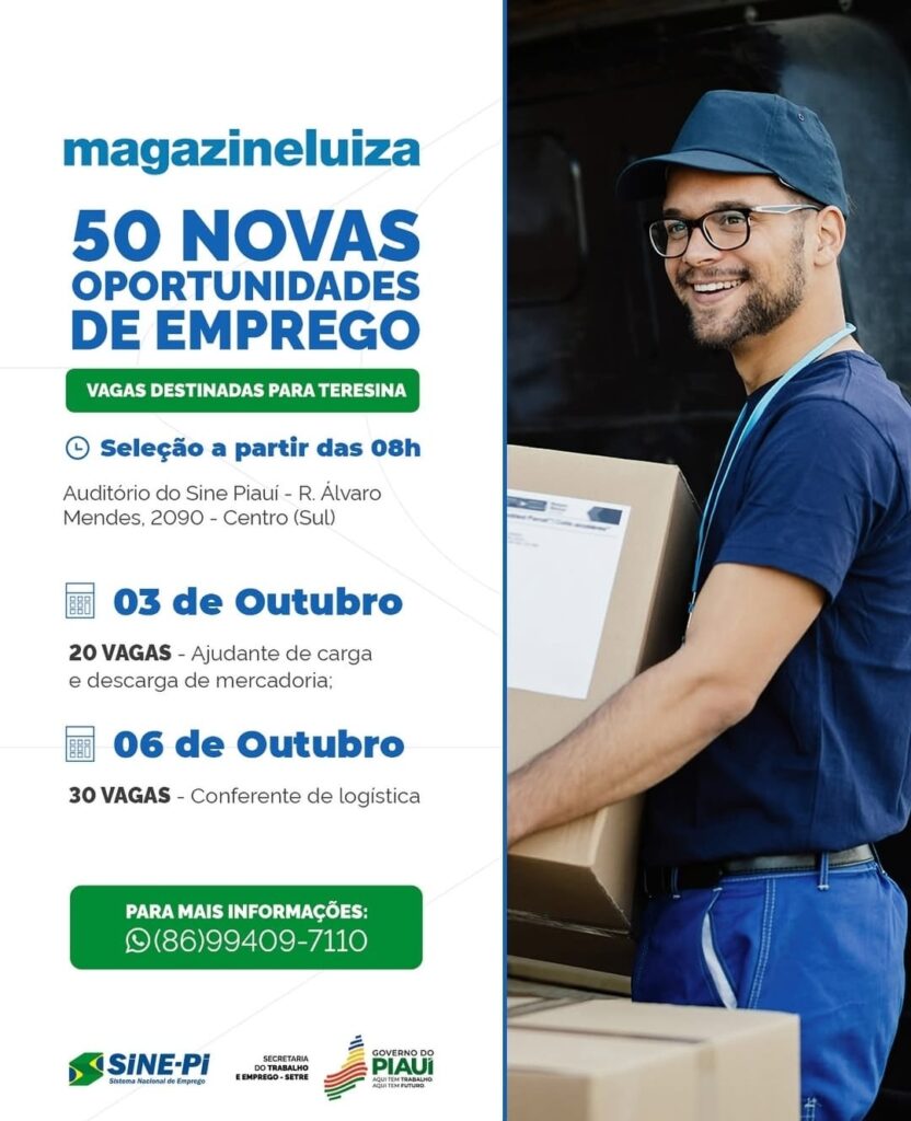 Vagas para Conferente de Logística, Ajudante de Carga e Descarga de Mercadorias