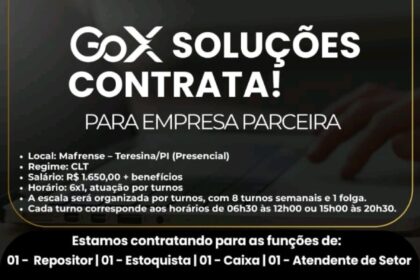 Vagas para Repositor, Estoquista, Caixa e Atendente de Setor