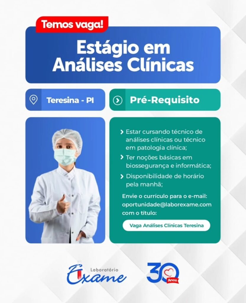 Vaga de Estágio para Análises Clínicas