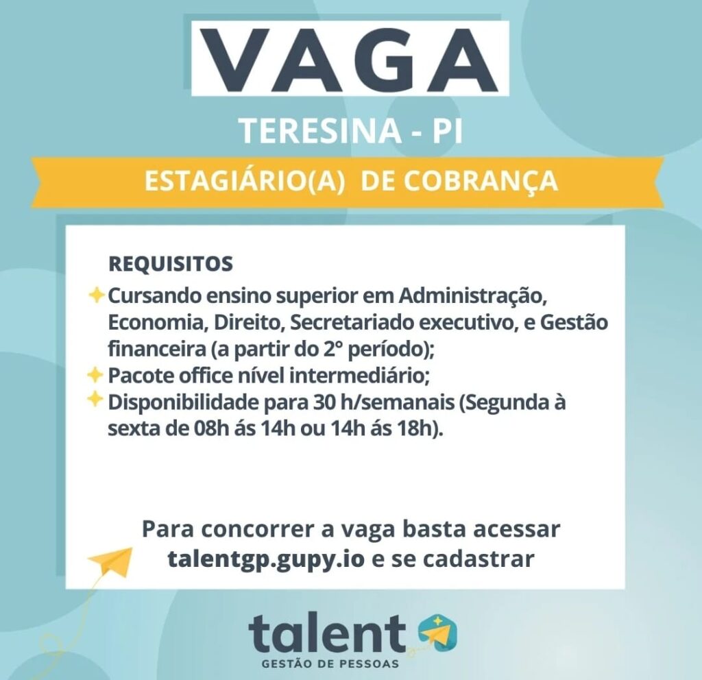 Vaga de Estágio para Cobrança