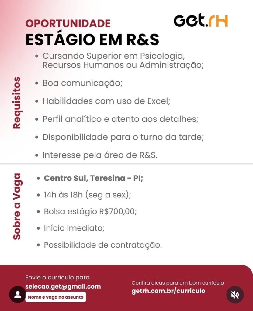 Vaga de Estágio para R&S