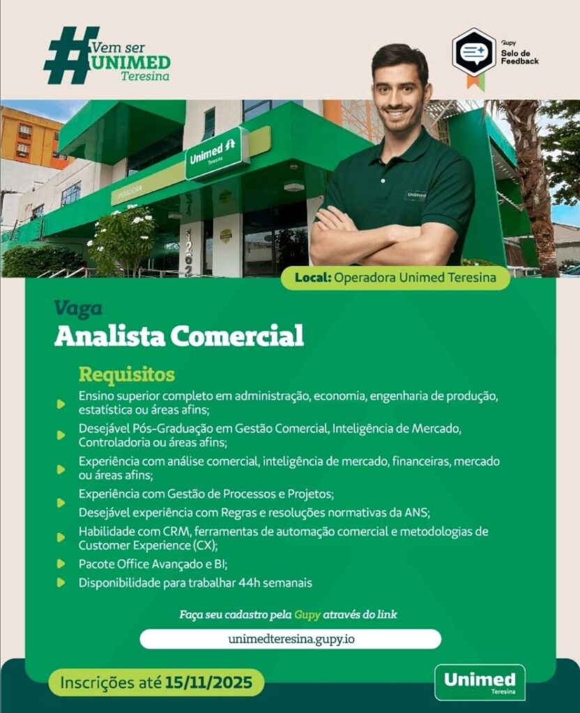Vaga para Analista Comercial