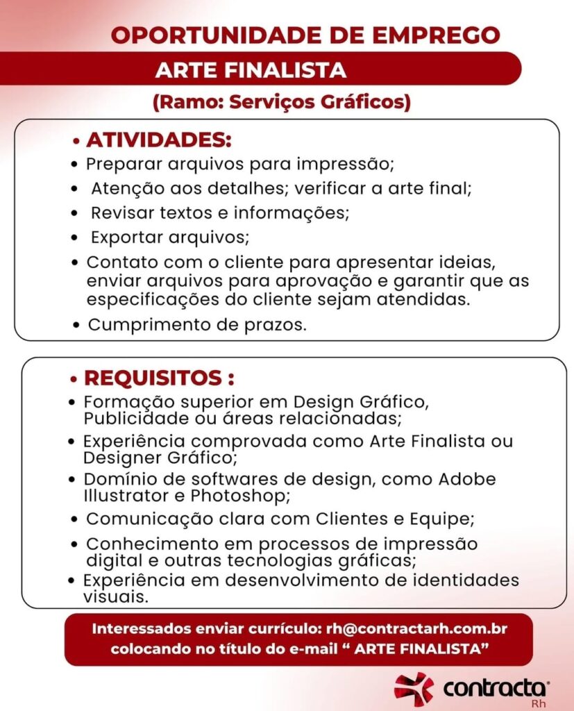 Vaga para Arte Finalista