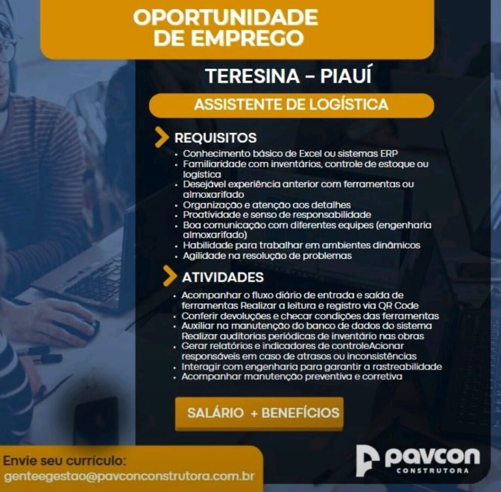 Vaga para Assistente de Logística