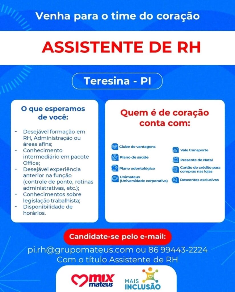 Vaga para Assistente de RH
