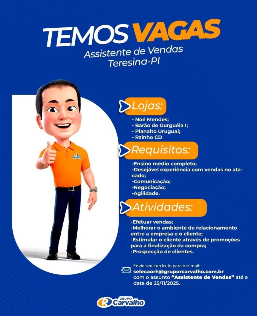Vaga para Assistente de Vendas