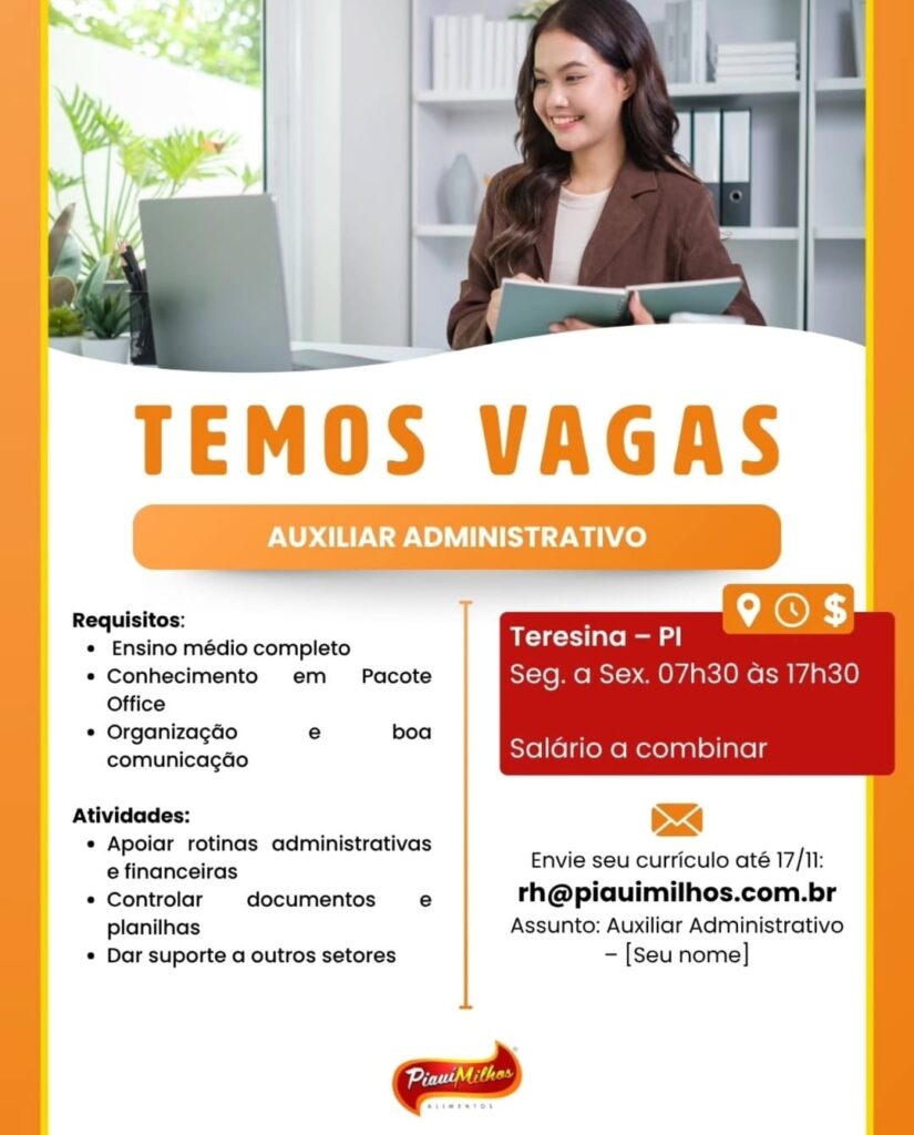 Vaga para Auxiliar Administrativo
