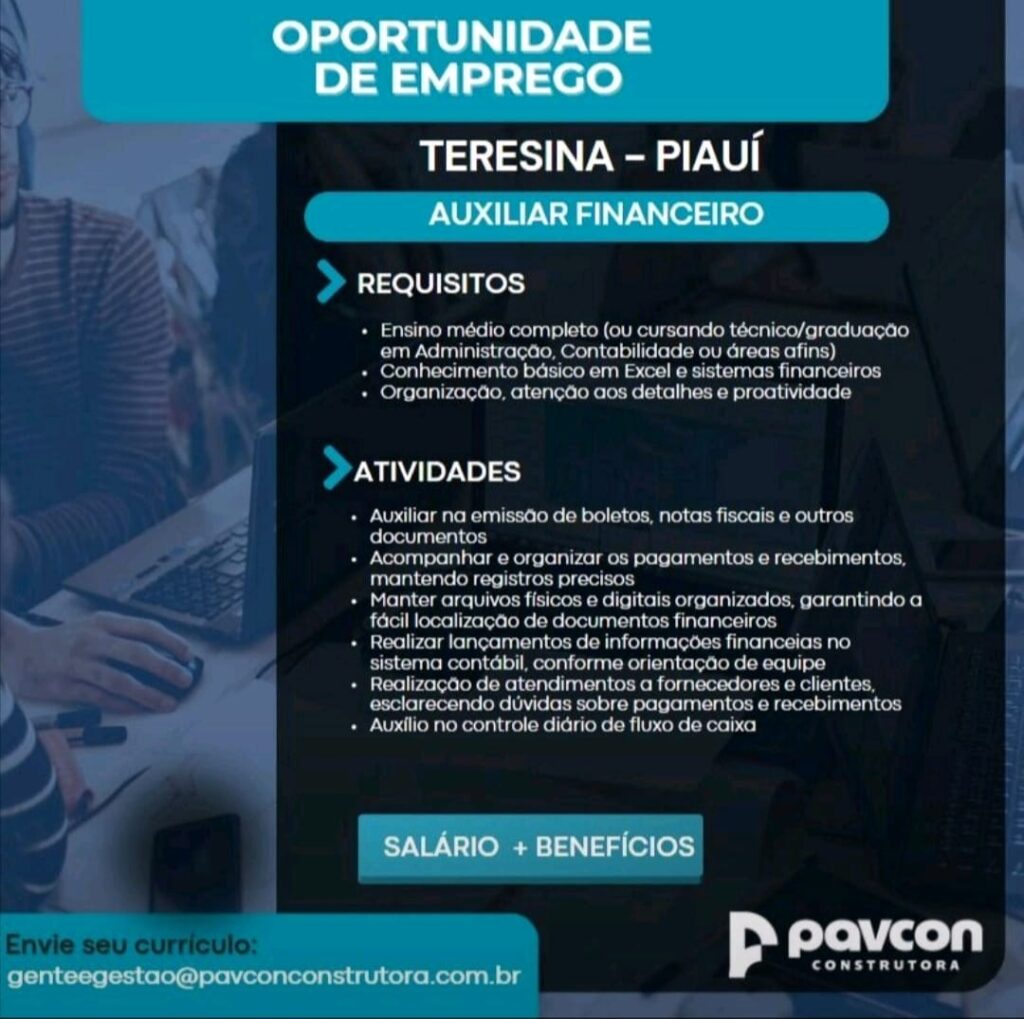 Vaga para Auxiliar Financeiro