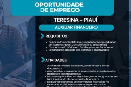 Vaga para Auxiliar Financeiro