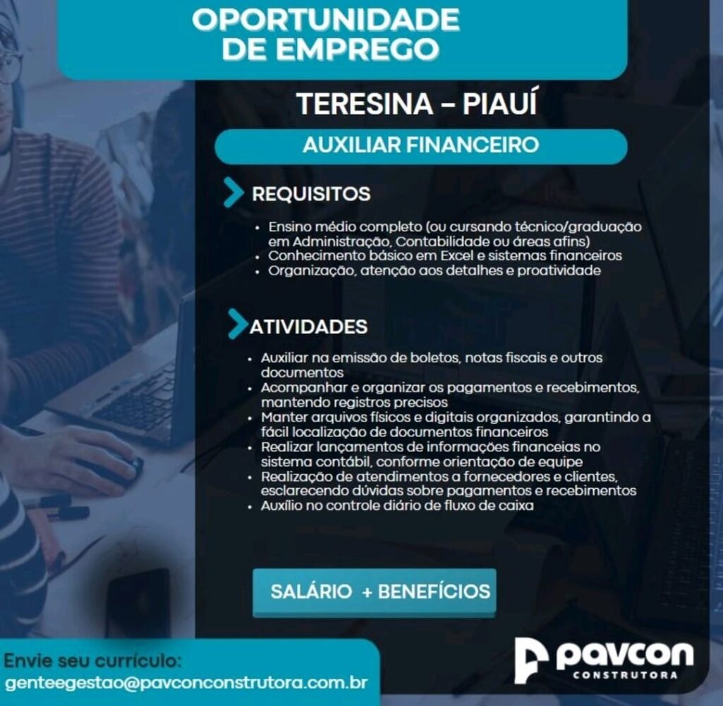 Vaga para Auxiliar Financeiro