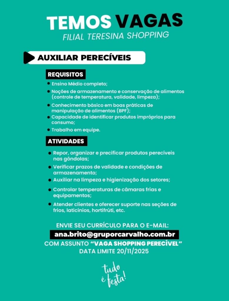 Vaga para Auxiliar Perecíveis