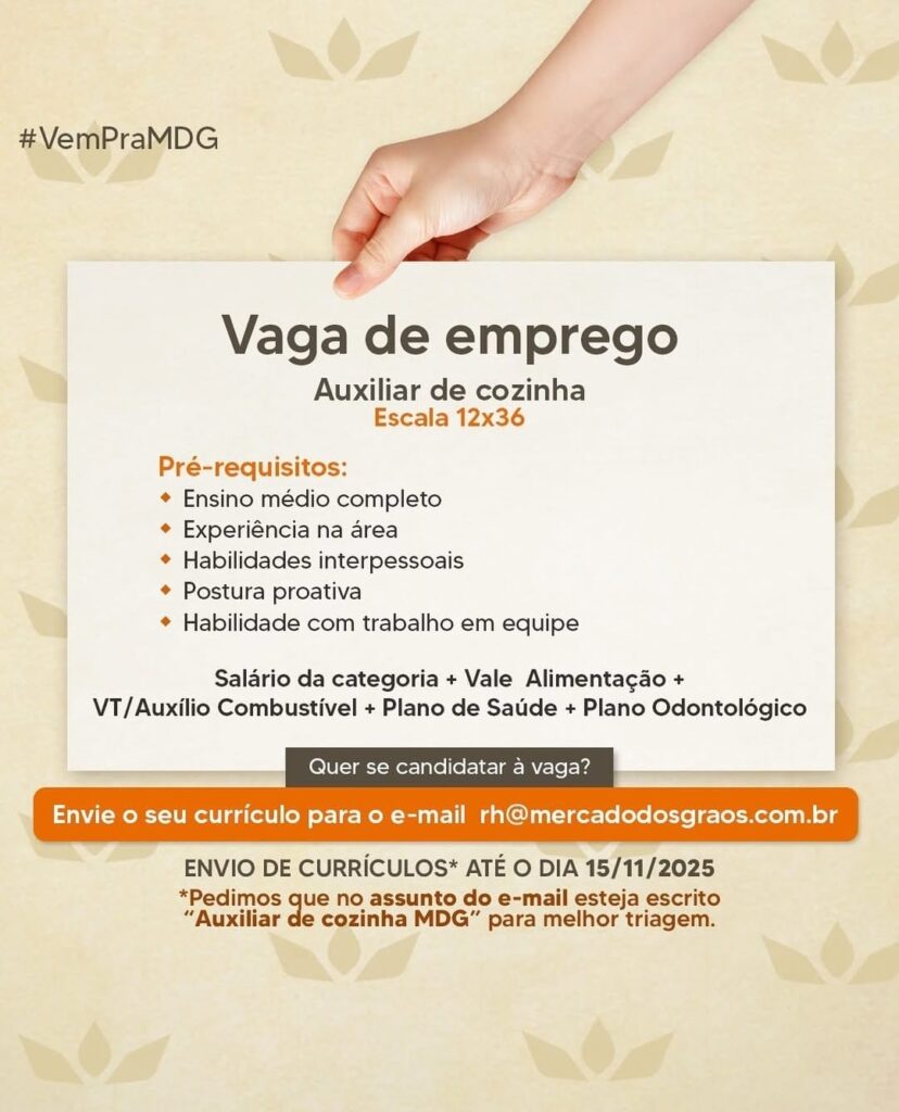 Vaga para Auxiliar de Cozinha