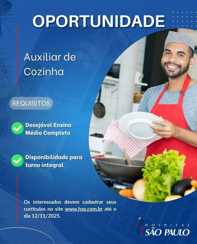 Vaga para Auxiliar de Cozinha