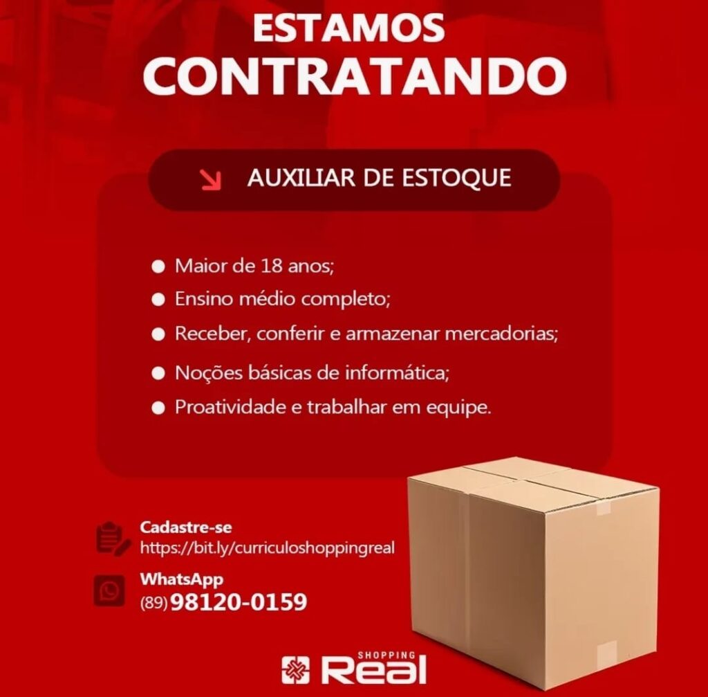 Vaga para Auxiliar de Estoque