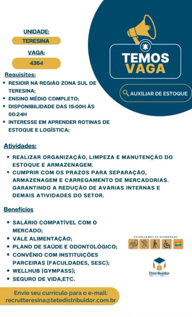 Vaga para Auxiliar de Estoque