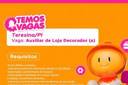 Vaga para Auxiliar de Loja Decorador(a)