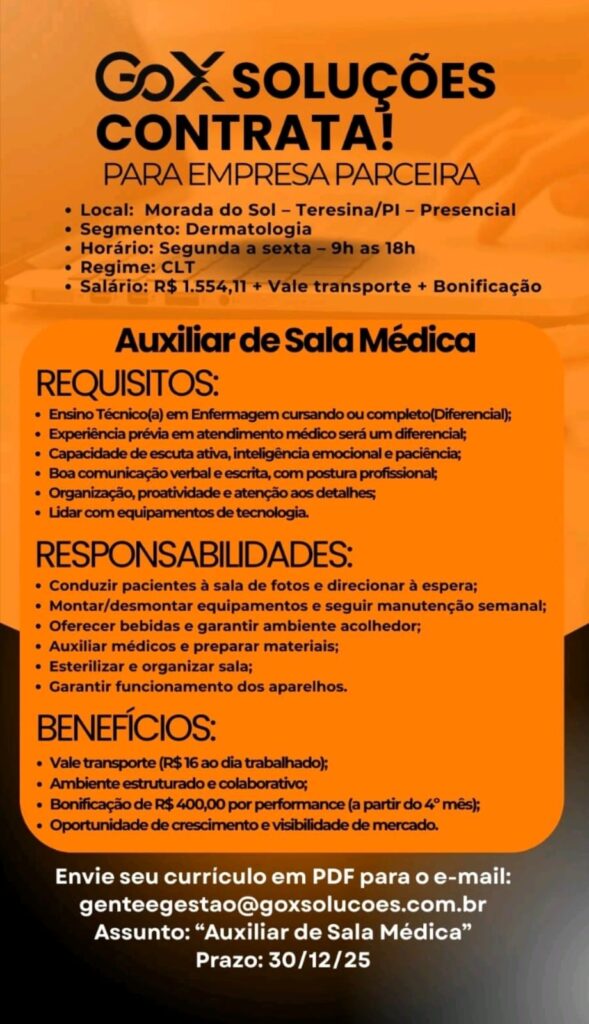 Vaga para Auxiliar de Sala Médica