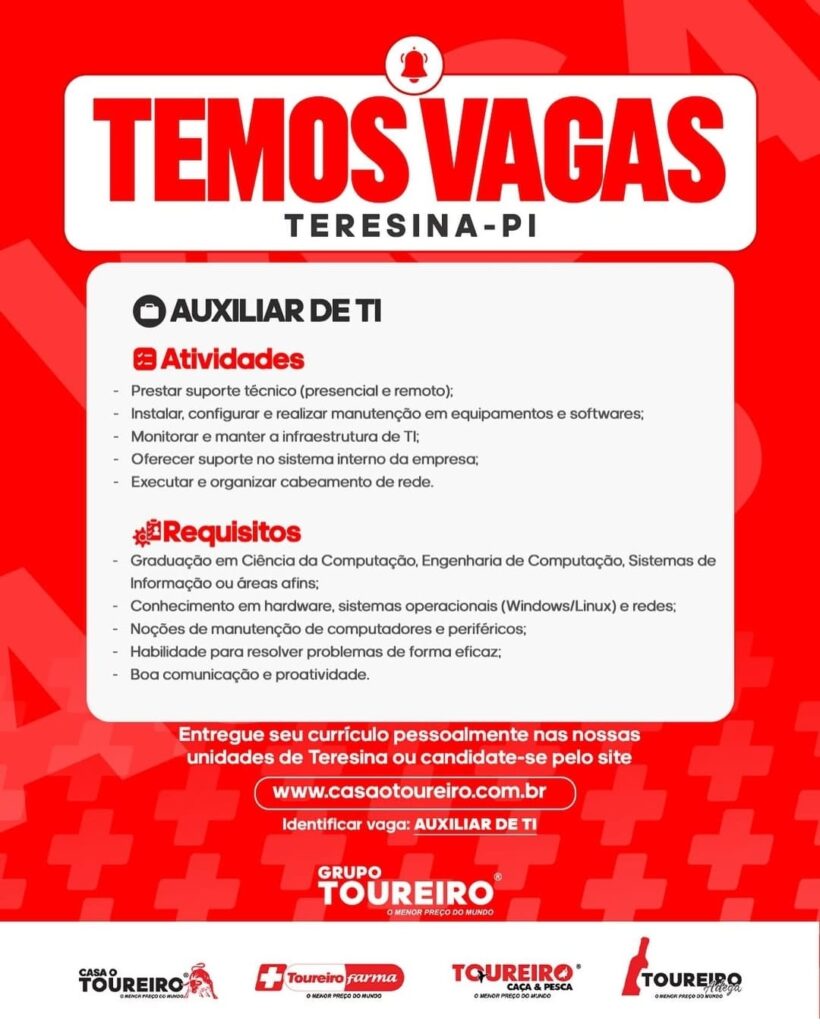 Vaga para Auxiliar de TI