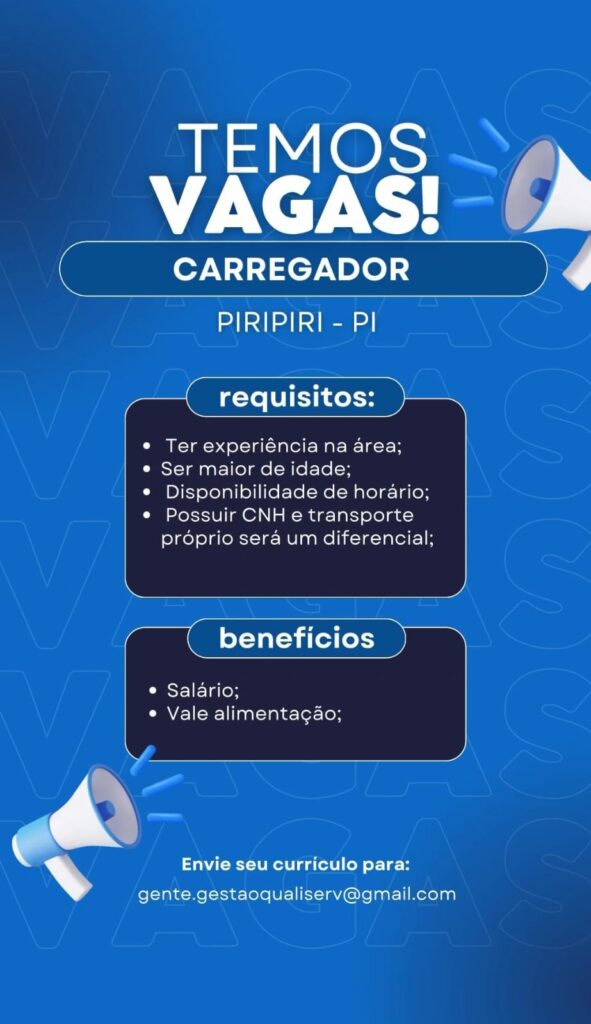 Vaga para Carregador em Piripiri
