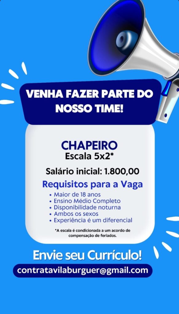 Vaga para Chapeiro 