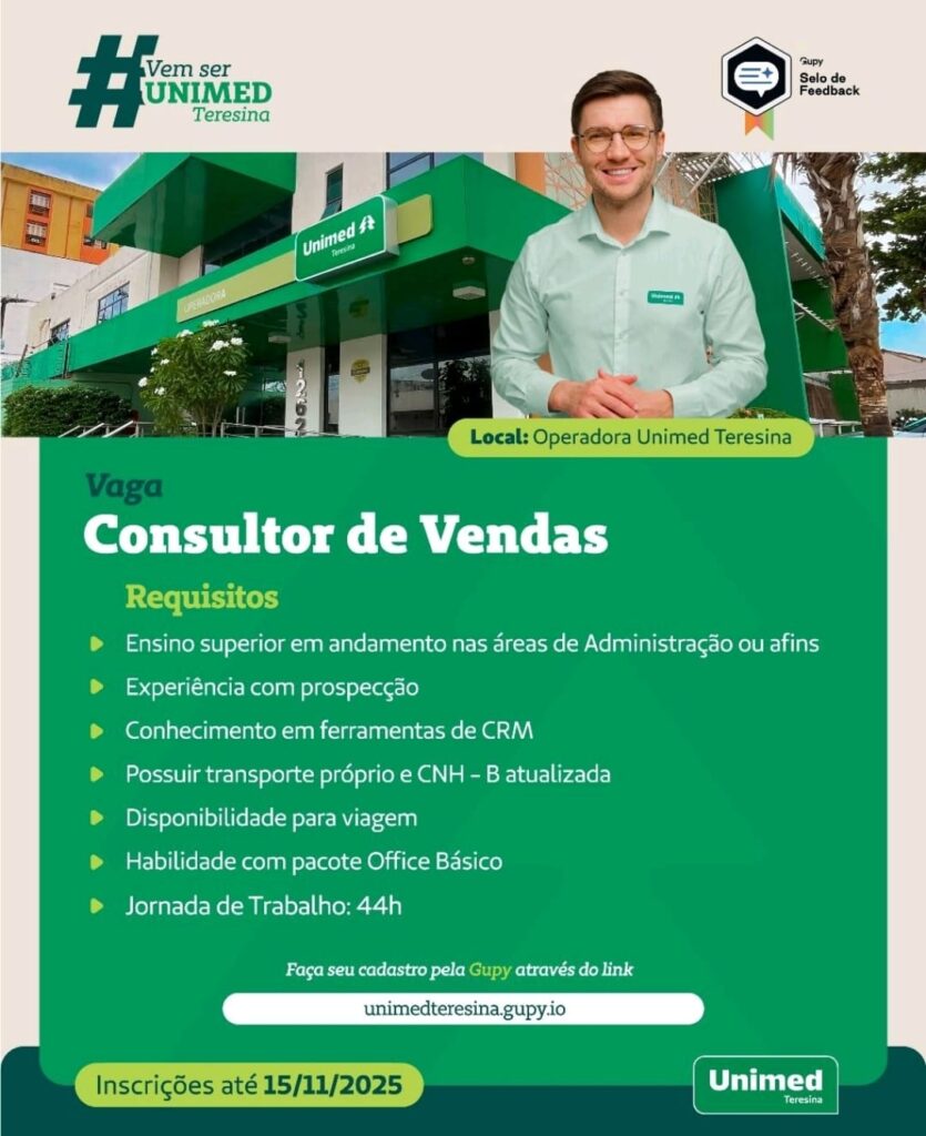 Vaga para Consultor de Vendas
