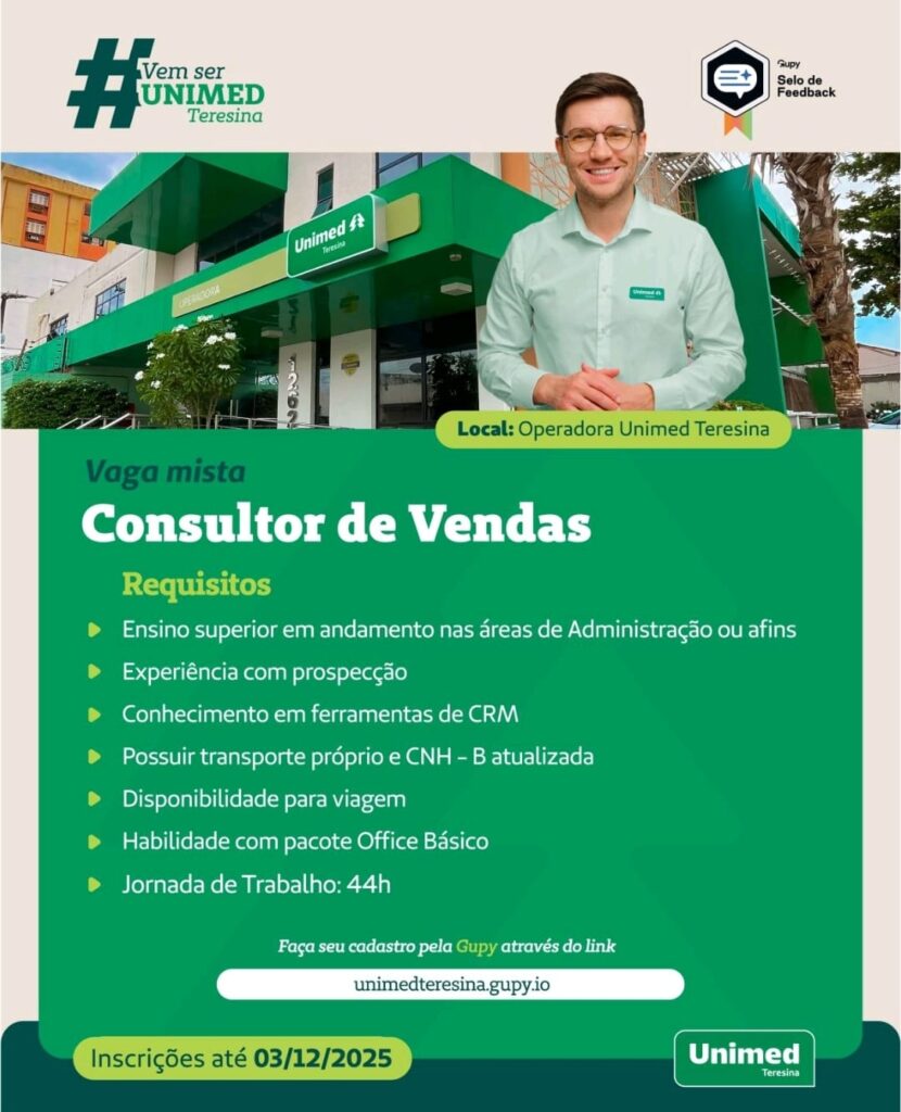 Vaga para Consultor de Vendas
