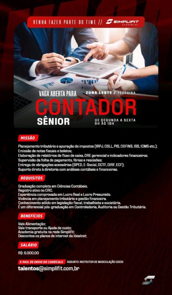 Vaga para Contador Sênior
