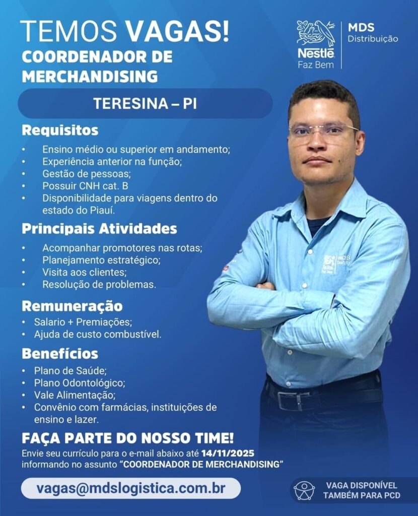 Vaga para Coordenador de Merchandising