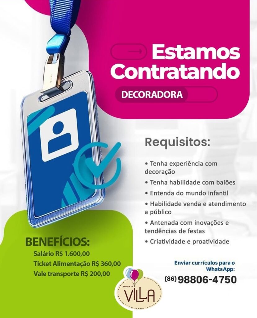 Vaga para Decoradora