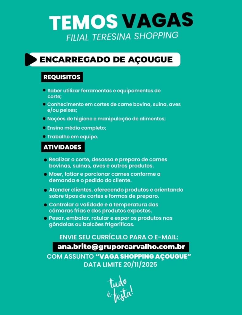 Vaga para Encarregado de Açougue