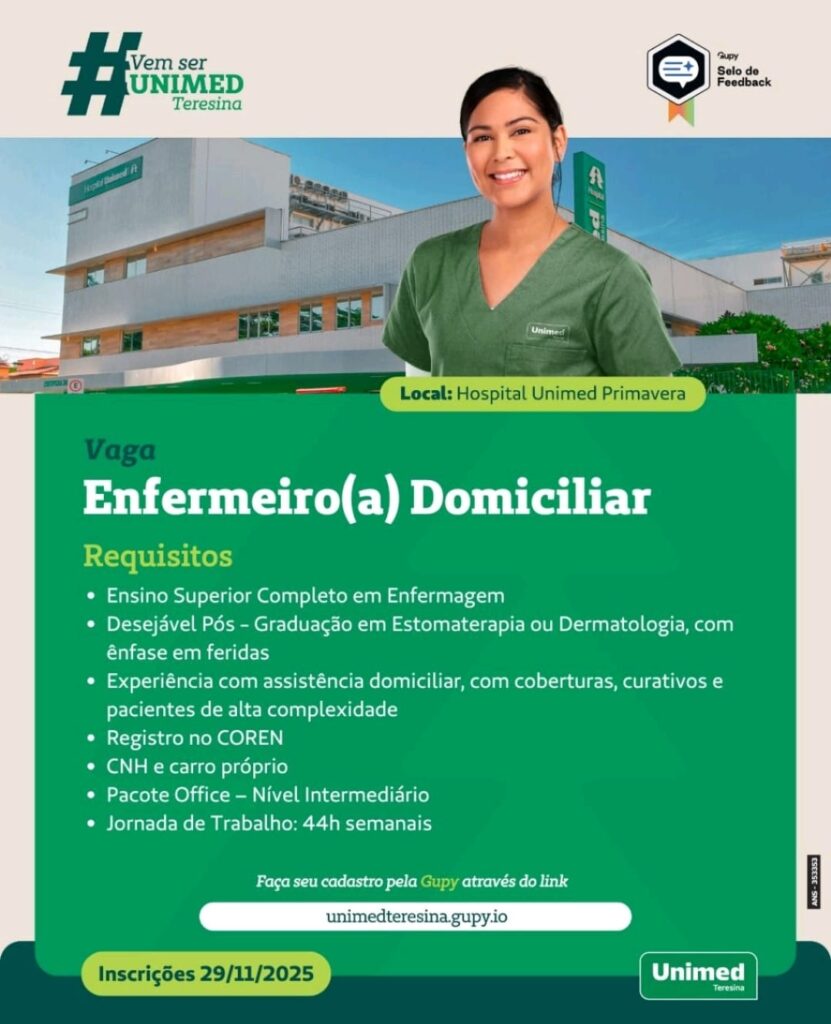 Vaga para Enfermeiro(a) Domiciliar