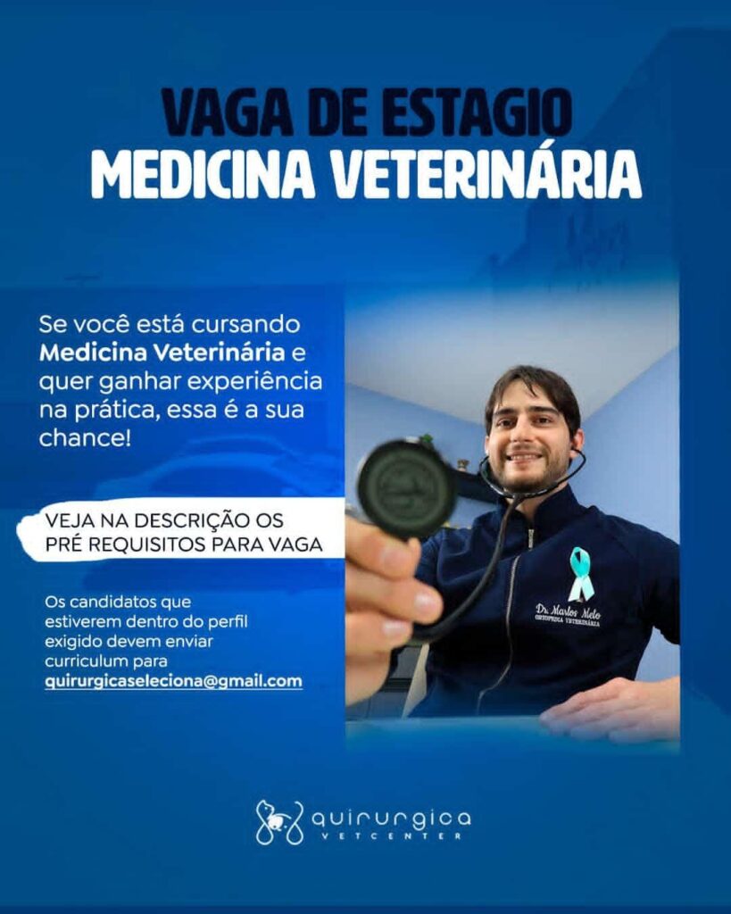 Vaga para Estágio para Medicina Veterinária