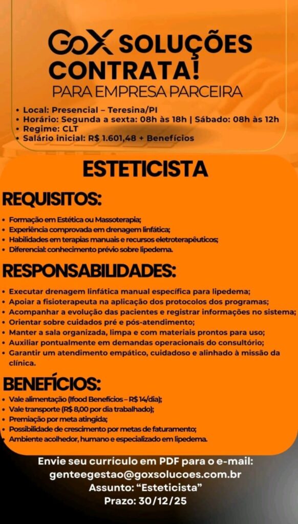 Vaga para Esteticista 