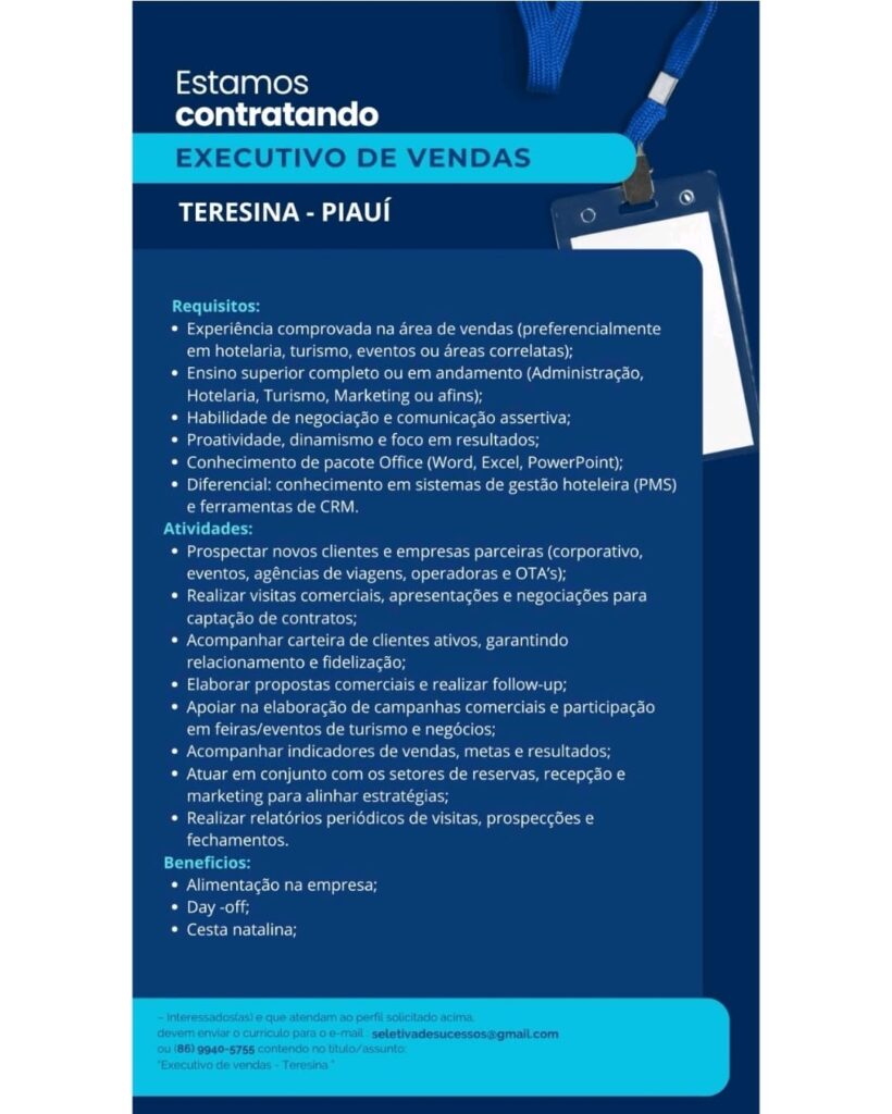Vaga para Executivo de Vendas