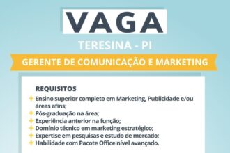 Vaga para Gerente de Comunicação e Marketing