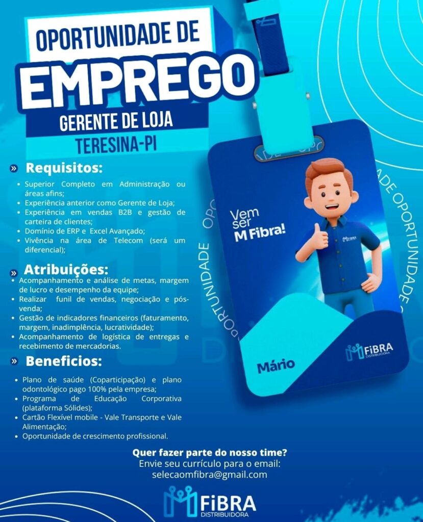 Vaga para Gerente de Loja
