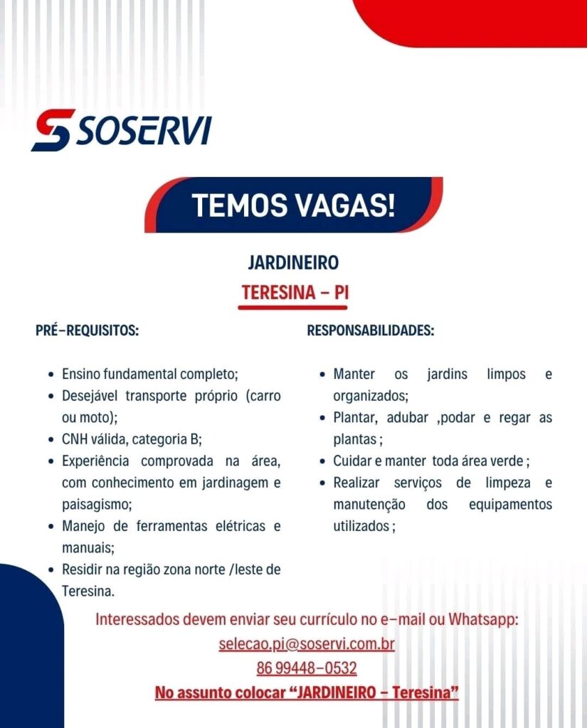 Vaga para Jardineiro