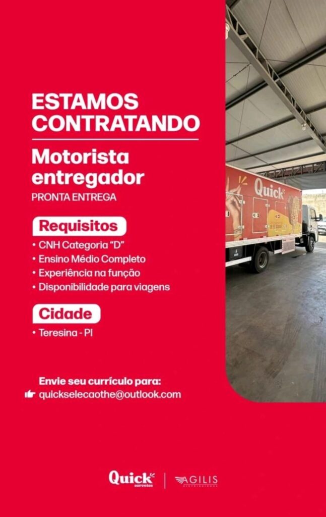Vaga para Motorista Entregador