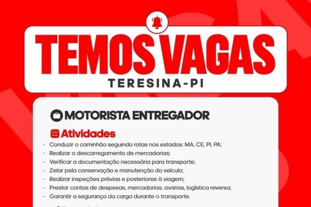 Vaga para Motorista Entregador