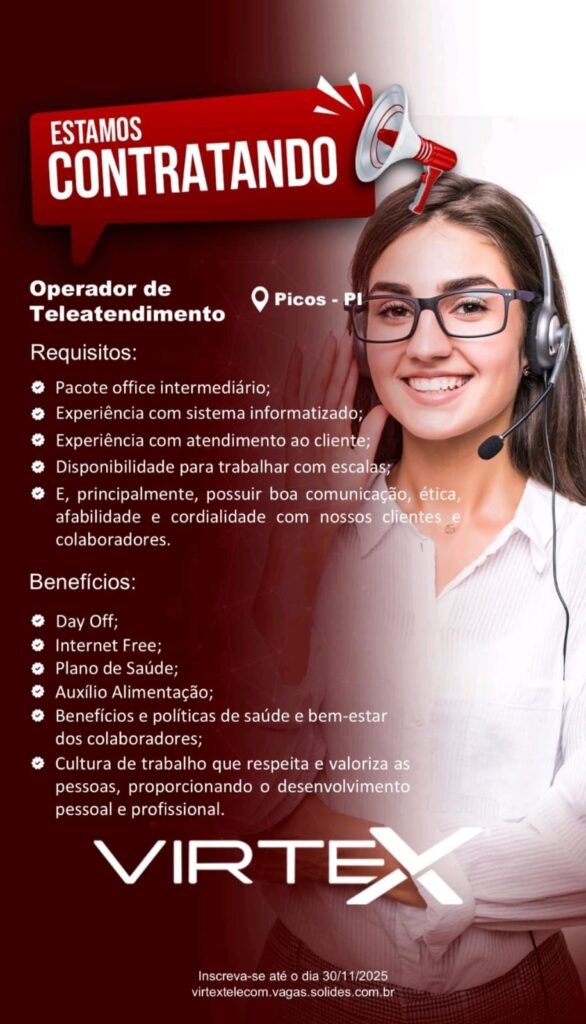 Vaga para Operador de Teleatendimento em Picos