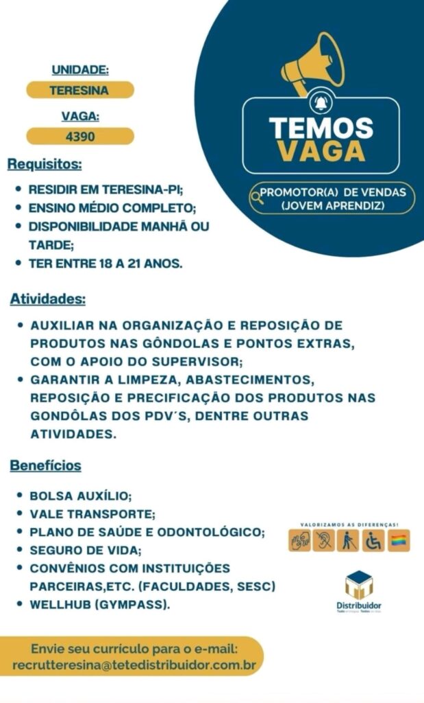 Vaga para Promotor de Vendas (Jovem Aprendiz)